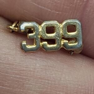Vintage 10k Gold electroplated 399 Lapel Pin Tie Tack Number Award Retro